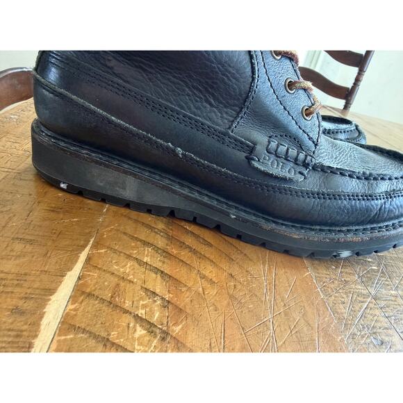 Polo Ralph Lauren Men’s Leather Boots Black Willingcott Flannel Lined 10D Grunge main image 7